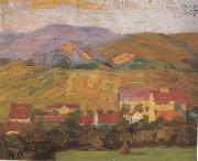 Egon Schiele Village with Mountain (mk12) china oil painting reproduction